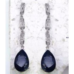 STERLING SILVER SAPPHIRE DROP EARRING