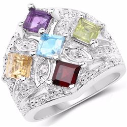 STERLING SILVER MULTI STONE RING