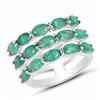 Image 1 : STERLING SILVER ZAMBIAN EMERALD TRIPLE ROW RING