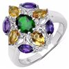 Image 1 : STERLING SILVER CHROME DIOPSIDE, AMETHYST AND CITRINE RING