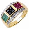 Image 1 : STERLING SILVER EMERALDS, RUBY AND SAPPHIRE RING