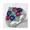 Image 1 : STERLING SILVER EMERALD ,RUBY AND SAPPHIRE RING