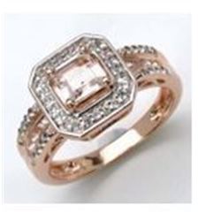 STERLING SILVER OCTAGON MORGANITE RING