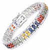 Image 2 : STERLING SILVER MULTI COLOR SAPPHIRE TENNIS BRACELET