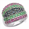 Image 1 : STERLING SILVER EMERALD, RUBY AND SAPPHIRE RING