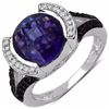 Image 1 : STERLING SILVER AFRICAN AMETHYST AND BLACK DIAMOND RING