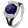 Image 2 : STERLING SILVER AFRICAN AMETHYST AND BLACK DIAMOND RING