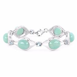 STERLING ISLVER AQUAMARINE CABOCHON BRACELET