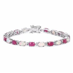 STERLIGN SILVER THAI RUBY AND ETHIOPIAN OPAN BRACELET