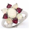 Image 1 : STERLING SILVER ETHIOPIAN OPAL AND RHODOLITE RING