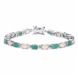 STERLING SILVER EHTIOPIAN OPAL AND SAKOTA EMERALD BRACELET