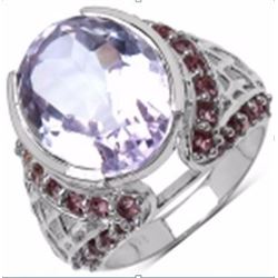 STERLING SILVER PINK AMETHYST AND RHODOLITE RING