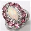 Image 1 : STERLING SILVER ETHIOPIAN OPAL AND PINK TOURMALINE RING