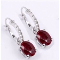 STERLING SILVER RUBY EARRING