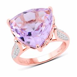 STERLING SILVER PINK AMETHYST TRILLION RING