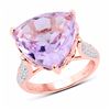 Image 1 : STERLING SILVER PINK AMETHYST TRILLION RING