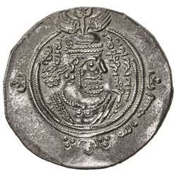 ARAB-SASANIAN: 'Abd al-Malik b. Marwan, 685-705, AR drachm (3.77g), DA (Darabjird), YE64. VF