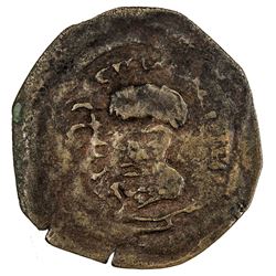 ARAB-SASANIAN: Anonymous, ca. 690-710+, AE pashiz (0.41g), NM, ND. VF