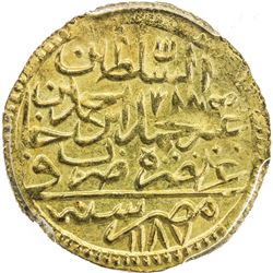 EGYPT: Abdul Hamid I, 1774-1789, AV zeri mahbub, Misr, AH1187 year 2 (for 1192). PCGS MS63