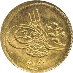 EGYPT: Abdul Hamid II, 1876-1909, AV 5 qirsh, Misr, AH1293 year 7. NGC MS63