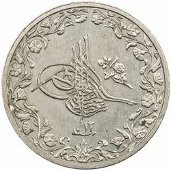 EGYPT: Abdul Hamid II, 1876-1909, copper-nickel 1/10 qirsh, AH1293 year 12. UNC
