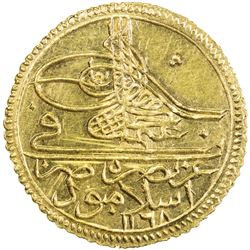 TURKEY: Osman III, 1754-1757, AV zeri mahbub (2.62g), Islambul, AH1168. BU