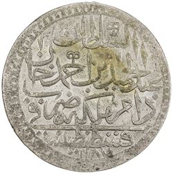 TURKEY: Abdul Hamid I, 1774-1789, AR 2 zolota (26.6g), Kostantiniye, AH1187 year 15. UNC
