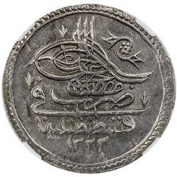 TURKEY: Mustafa IV, 1807-1808, AR kurush, Kostantiniye, AH1222 year 1. NGC MS62