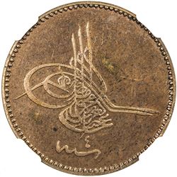 TURKEY: Abdul Aziz, 1861-1876, AE 10 para, Kostantiniye, AH1277 year 4. NGC PF63