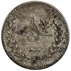 TURKEY: Abdulhamid II, 1876-1909, AR 20 para, Kostantiniye, AH1293 year 1. UNC