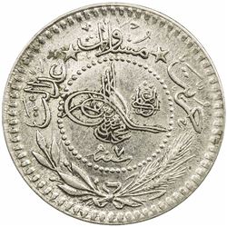 TURKEY: Mehmet V, 1909-1918, nickel 5 para, Kostantiniye, AH1327 year 7. EF
