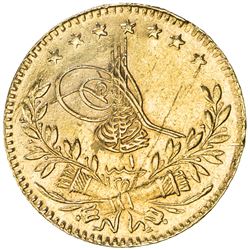 TURKEY: Mehmet VI, 1918-1924, AV 25 kurush (1.78g), Kostantiniye, AH1336 year 1. UNC