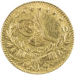 TURKEY: Mehmet VI, 1918-1924, AV 25 kurush (1.79g), Kostantiniye, AH1336 year 3. AU