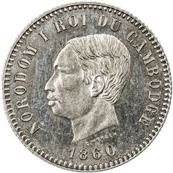 CAMBODIA: Norodom I, 1860-1904, AR franc, 1860. PF