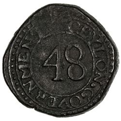 CEYLON: AR 1/48 rixdollar (13.63g), 1801. VF