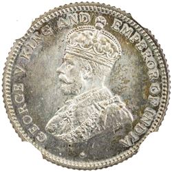 CEYLON: George V, 1910-1936, AR 25 cents, 1926. NGC PF66