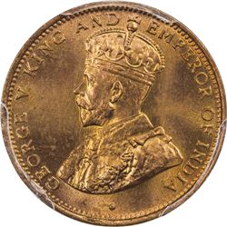 CEYLON: George V, 1910-1936, AE 1/2 cent, 1926. PCGS SP