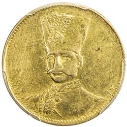 IRAN: Nasir al-Din Shah, 1848-1896, AV toman, Tehran, AH1297. PCGS AU53