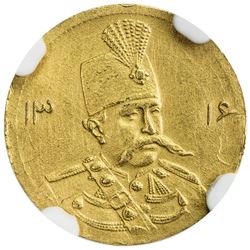 IRAN: Muzaffar al-Din Shah, 1896-1907, AV 5000 dinars, Tehran, AH1316. NGC UNC