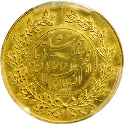 IRAN: Ahmad Shah, 1909-1924, AV 5 toman (14.31g), AH1334. PCGS UNC