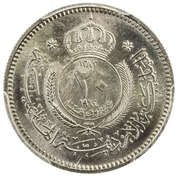 JORDAN: Hussain Ibn Talal, 1952-1999, 20 fils, 1964/AH1383. PCGS SP67