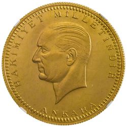 TURKEY: AV 500 kurush, 1923 year 43 (1966). NGC MS65