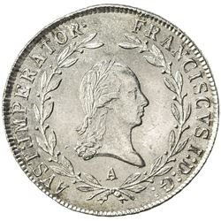 AUSTRIA: Franz I, 1806-1835, AR 20 kreuzer (6.68g), Vienna, 1814-A. UNC