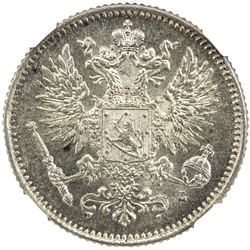 FINLAND: Nicholas II, as Grand Duke, 1894-1917, AR 50 pennia, 1907. NGC MS63