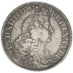 FRANCE: Louis XIV, 1643-1715, AR ecu (26.89g), Rennes, 1691. VF