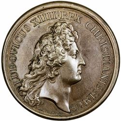 FRANCE: Louis XIV, 1643-1715, AE medal (27.25g), 1672. UNC