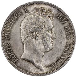 FRANCE: Louis Philippe, 1830-1848, AR 5 francs, Paris, 1830-A. PCGS MS63