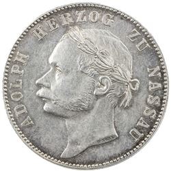 NASSAU: Adolph, 1839-1866, AR thaler, 1864. EF-AU
