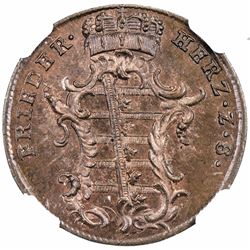 SAXE-GOTHA-ALTENBURG: Friedrich III, 1732-1772, AE 1 1/2 pfennig, 1759-LCK. NGC MS65