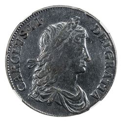 GREAT BRITAIN: Charles II, 1660-1685, AR crown, 1663. NGC VF
